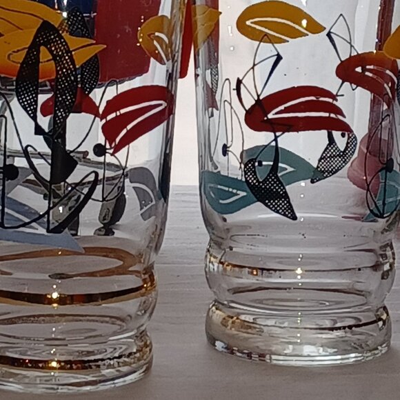 Vintage, Retro, 50s French style, small Glasses duo,  Abstract Atomic pattern - Picture 10 of 16